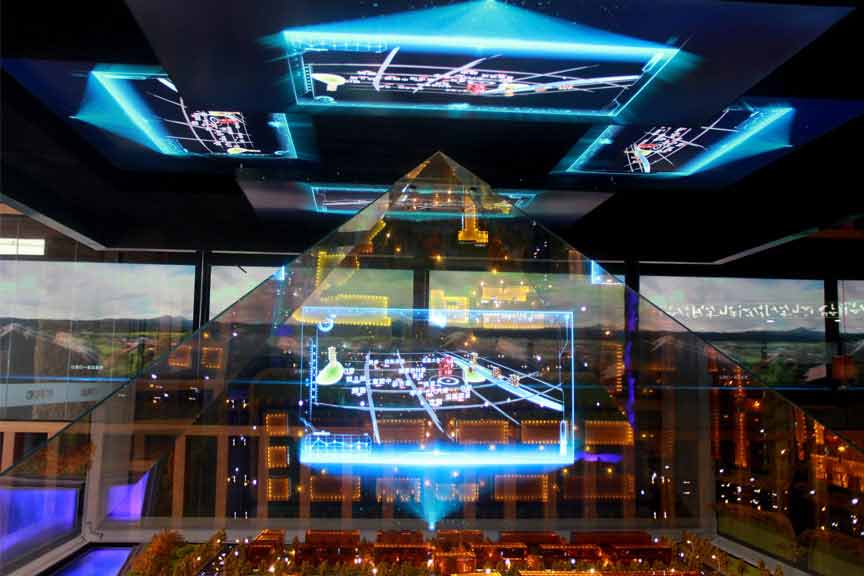 成都枕水小镇360度全息影沙盘模型