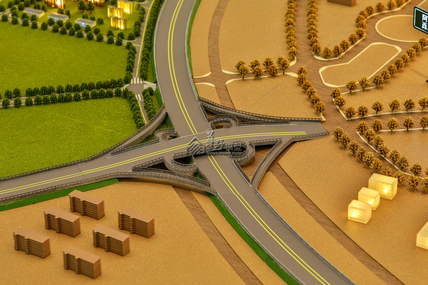 住宅模型项目简介:沙盘3d彩印铺装,景观写实,金属氟碳漆道路,斑马线及